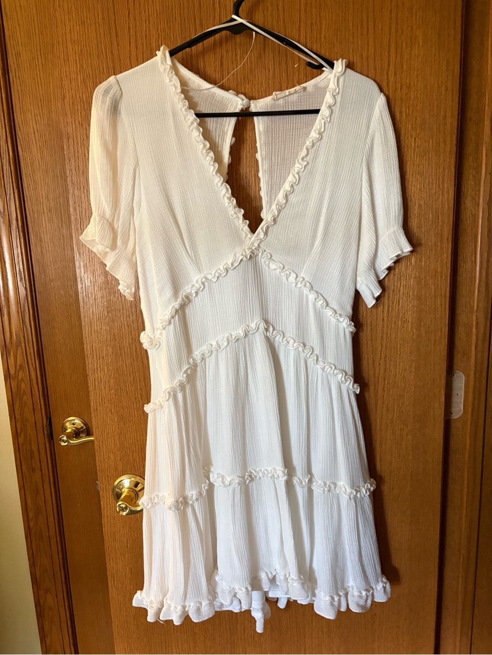 Altar’d State White Ruffle Open Back Mini Dress Size L